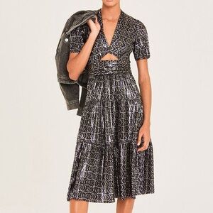 BA&SH Lady Dress Purple and Black Metallic Textured Dress brand new Sz XS